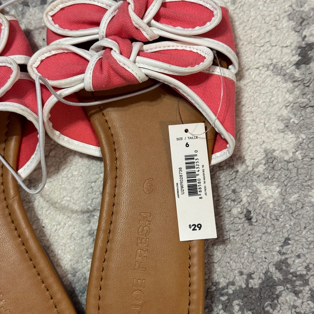 Joe Fresh Pink Floral Bow Slide Sandals - Picture 3 of 3